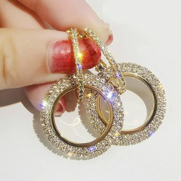 ❤️ Earrings Women Circle Stud Shiny Bohemian Hoop Drop Cute Trendy Jewelry - Picture 3 of 7